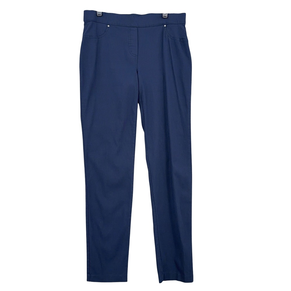 89th + Madison Pull On Millennium Pants Womens M Rayon Nylon Navy Blue